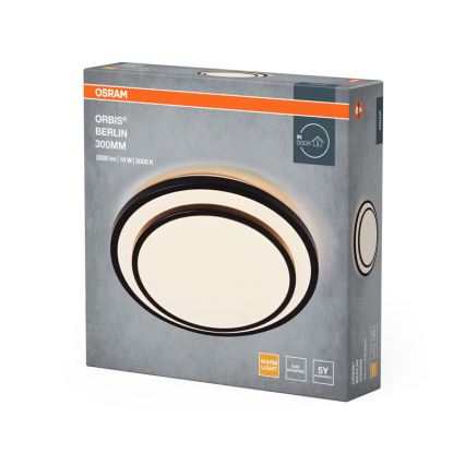 Osram - LED-kattovalaisin ORBIS BERLIN LED/16W/230V, halkaisija 29,3 cm, musta