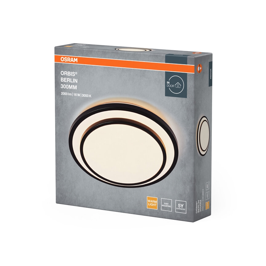 Osram - LED-kattovalaisin ORBIS BERLIN LED/16W/230V, halkaisija 29,3 cm, musta