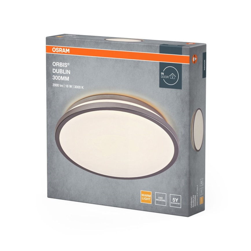 Osram - LED-kattovalaisin ORBIS DUBLIN LED/16W/230V halkaisija 30 cm hopeanvärinen