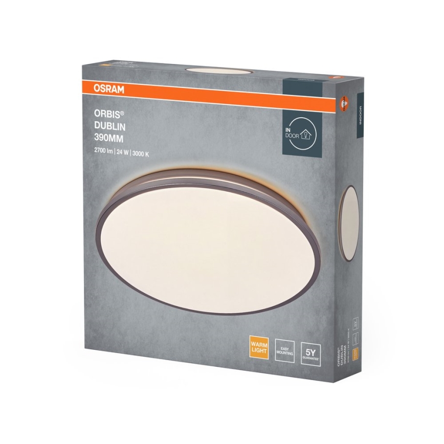 Osram - LED-kattovalaisin ORBIS DUBLIN LED/24W/230V, halkaisija 39 cm, hopeanvärinen