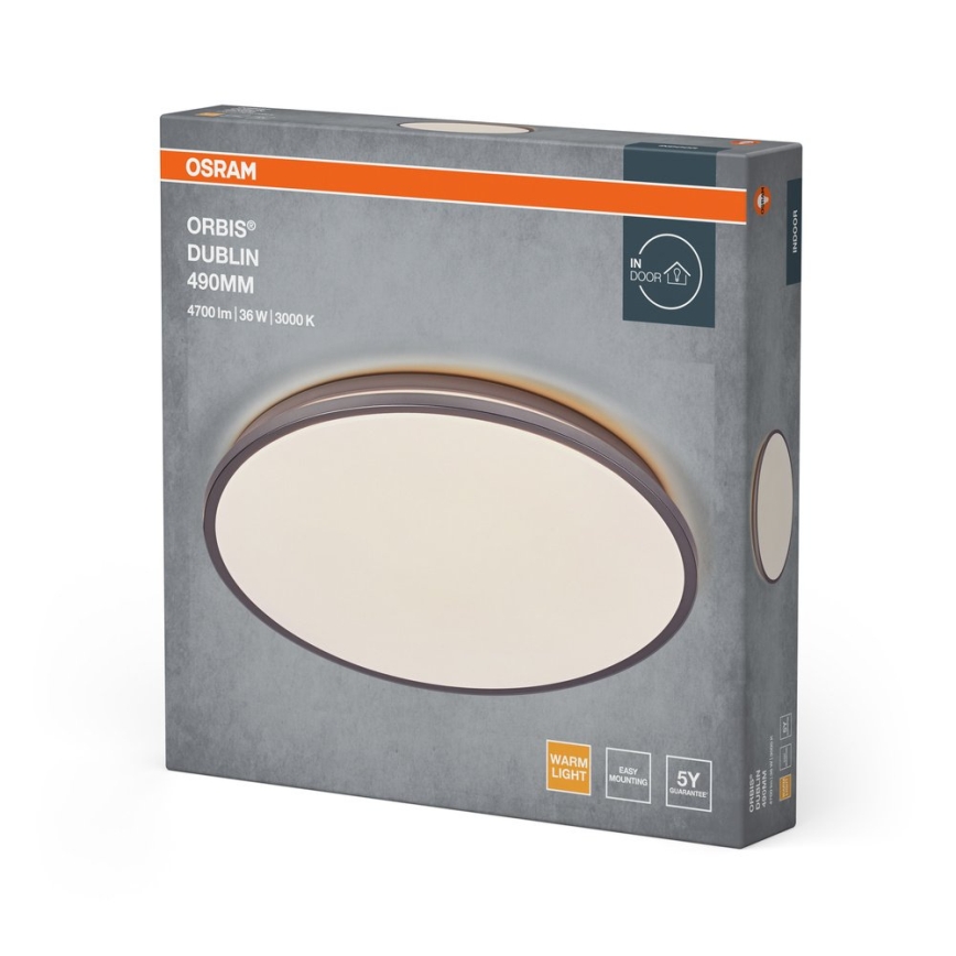 Osram - LED-kattovalaisin ORBIS DUBLIN LED/36W/230V, halkaisija 49 cm, hopeanvärinen