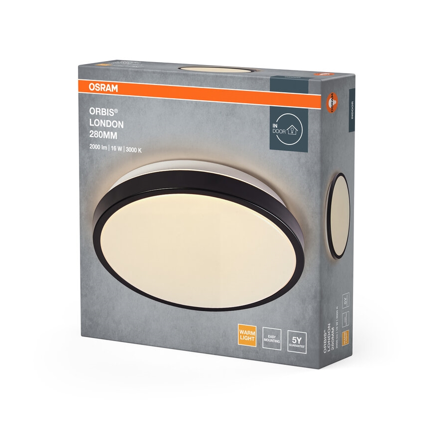 Osram - LED-kattovalaisin ORBIS LONDON LED/16W/230V halkaisija 28 cm musta