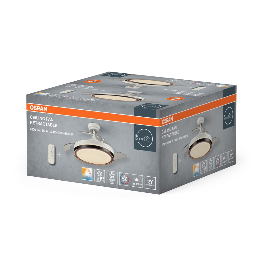 Osram - LED-kattovalaisin tuulettimella CEILING FAN LED/66W/230V 3000/4000/6500K valkoinen + kaukosäädin