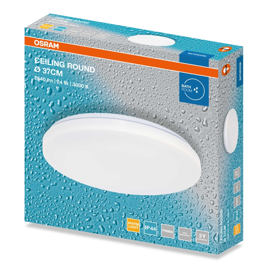 Osram - LED-kylpyhuoneen kattovalaisin CEILING ROUND LED/24W/230V 3000K Ø 37 cm IP44 valkoinen