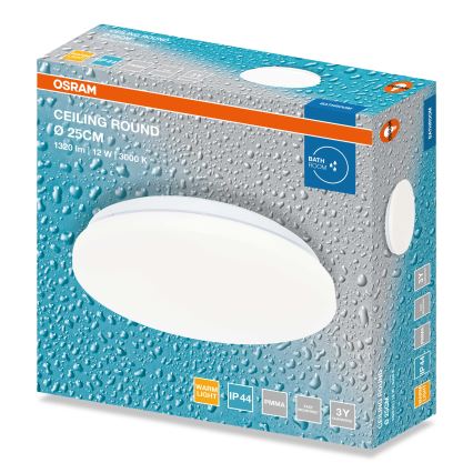 Osram - LED Kylpyhuoneen kattovalaisin CEILING ROUND LED/12W/230V 3000K halkaisija 26 cm IP44 valkoinen