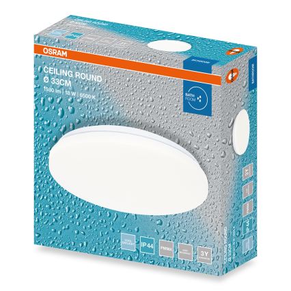 Osram - Kylpyhuoneen LED-kattovalaisin CEILING ROUND LED/18W/230V 6500K Ø 33 cm IP44, valkoinen