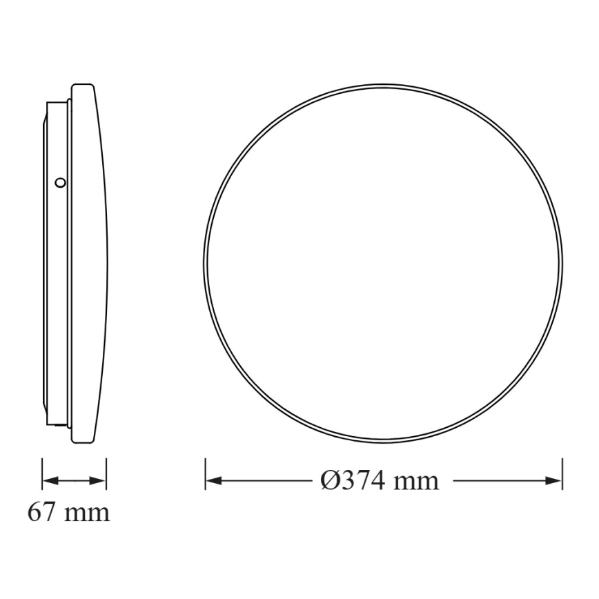 Osram - CEILING ROUND LED: kylpyhuoneen LED-kattovalaisin hämäräkytkimellä, 24 W / 230 V, 4000 K (neutraali valkoinen), halkaisija 37 cm, IP44, valkoinen