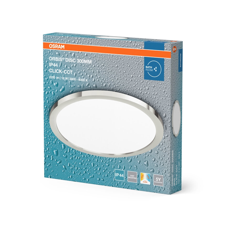 Osram - LED-kylpyhuoneen kattovalaisin DISC LED/18W/230V 3000/4000K Ø 30 cm IP44 hopea