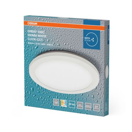 Osram – ORBIS DISC LED - Kylpyhuoneen kattovalaisin, 22W/230V, 3000/4000K, halkaisija 30 cm, IP44, valkoinen