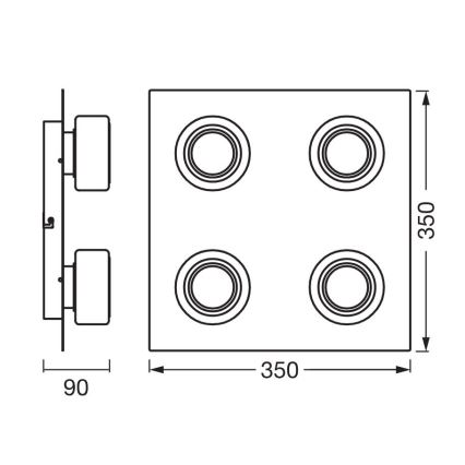 Osram - ORBIS FLAME LED-kattovalaisin kylpyhuoneeseen 4xLED/5,5W/230V 3000/4000K IP44 musta