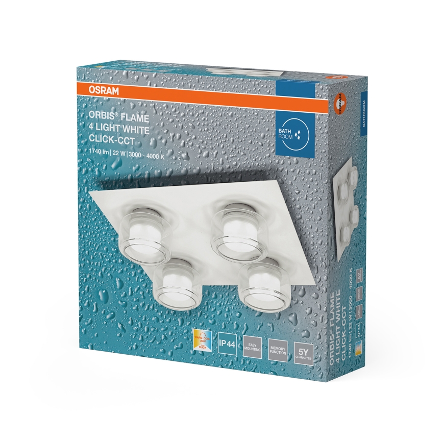Osram - LED-kylpyhuoneen kattovalaisin ORBIS FLAME 4xLED/5,5W/230V 3000/4000K IP44 valkoinen