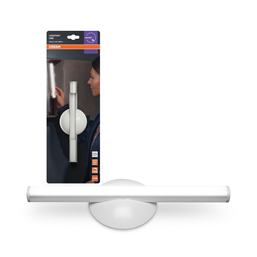 Osram - ladattava himmennettävä LED-opastusvalo LEDSTIXX LED/2W/5V CRI 90 IP44 valkoinen