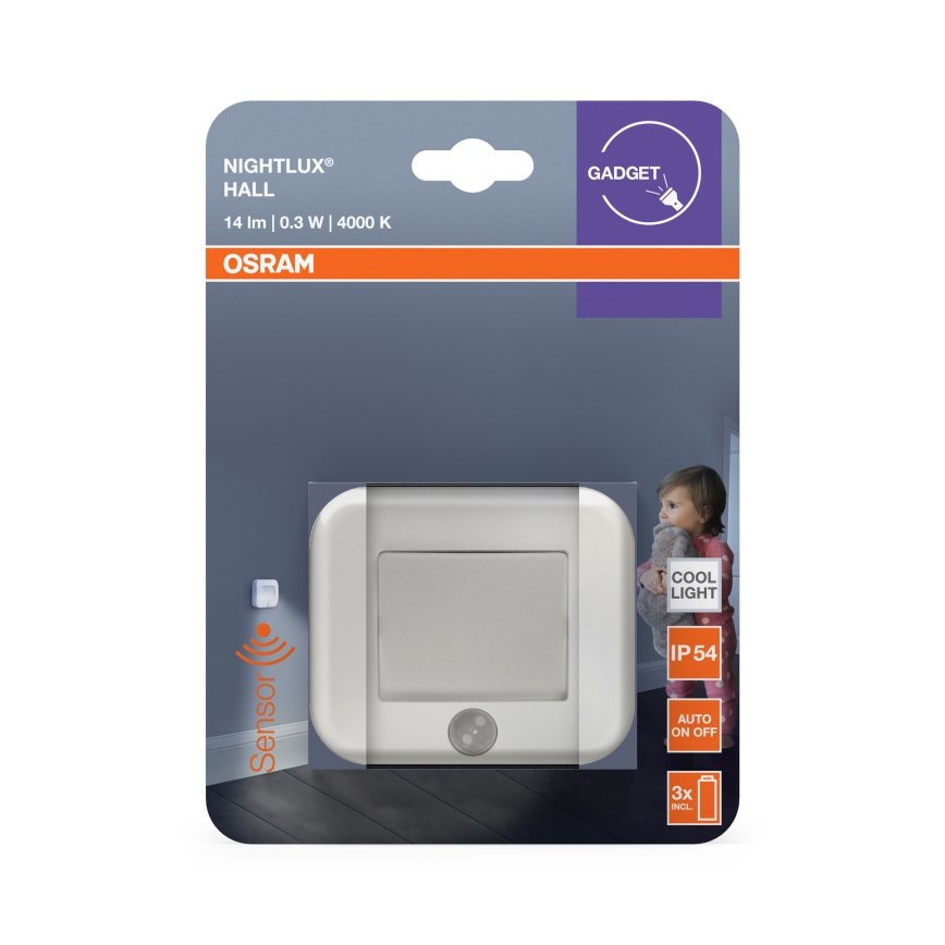 Osram - LED-opastevalaisin anturilla NIGHTLUX LED/0,3W/3xAAA IP54