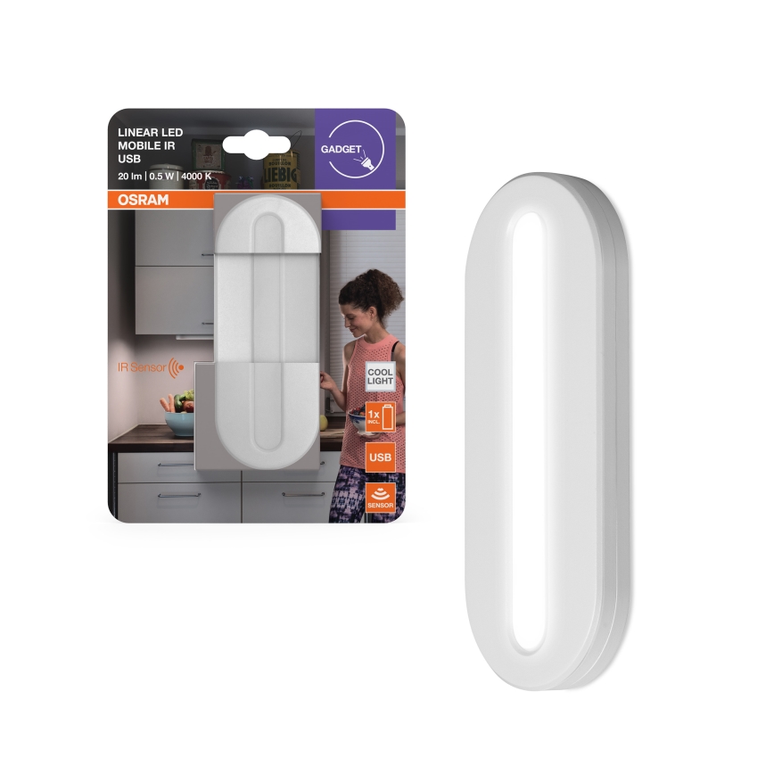 Osram - LED-opastusvalo liiketunnistimella MOBILE LED/0,5W/3,7V 330 mAh CRI 90 valkoinen