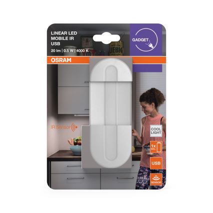 Osram - LED-opastusvalo liiketunnistimella MOBILE LED/0,5W/3,7V 330 mAh CRI 90 valkoinen