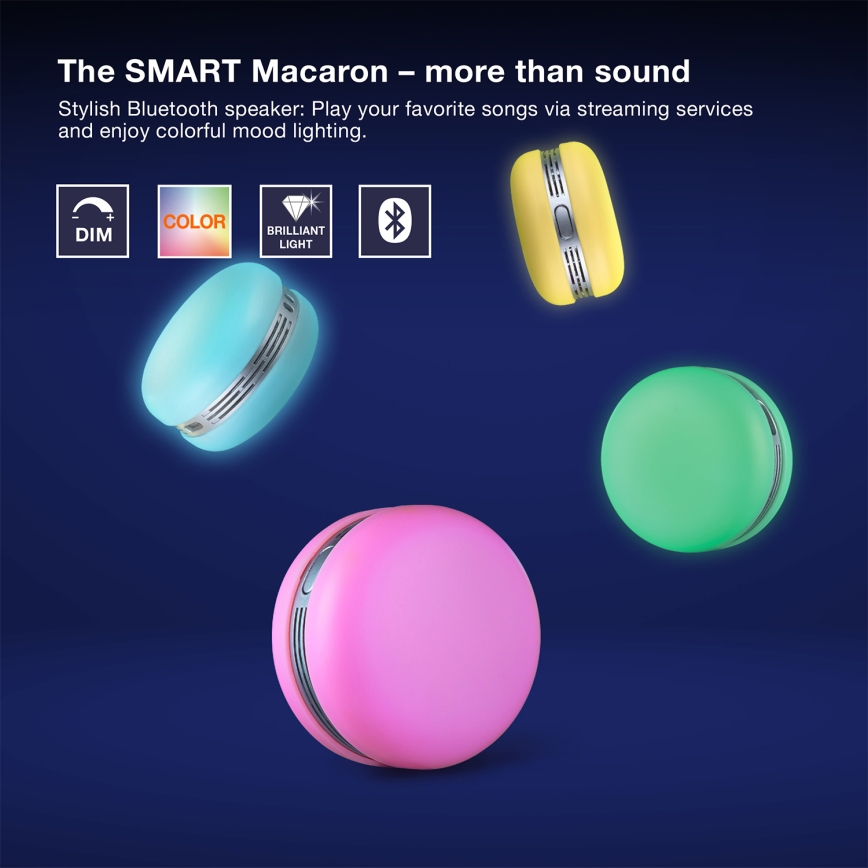 Osram - LED RGB himmennettävä kaiutin SMART+ MACARON LED/1,75W/3,7V 450 mAh sininen