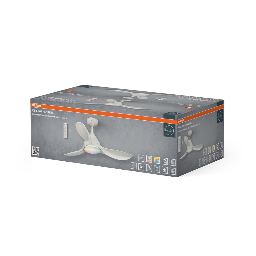 Osram - LED RGB himmennettävä kattotuuletin NORDES LED/18W/230V 3000-6500K + kaukosäädin