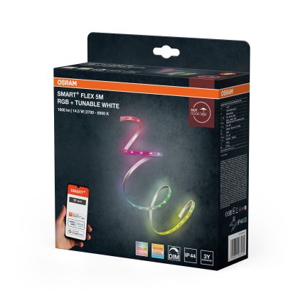 Osram - LED RGBW himmennettävä ulkokäyttöön tarkoitettu LED-nauha SMART+ FLEX 5m LED/14,5W/230V 2700-6500K IP44 Wi-Fi