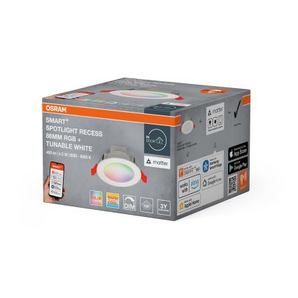 Osram - LED RGB Himennettävä upotettava alasvalaisin SMART+ DOWNLIGHT LED/4,5W/230V 3000-6500K Wi-Fi