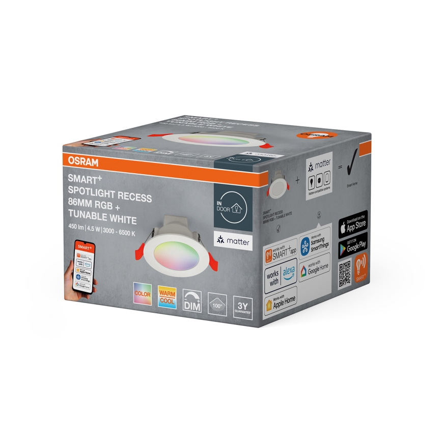 Osram - LED RGB Himennettävä upotettava alasvalaisin SMART+ DOWNLIGHT LED/4,5W/230V 3000-6500K Wi-Fi