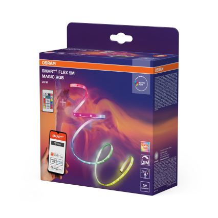 Osram - LED RGB himmennettävä nauha SMART+ MAGIC FLEX 5m LED/24W/230V Wi-Fi + kaukosäädin