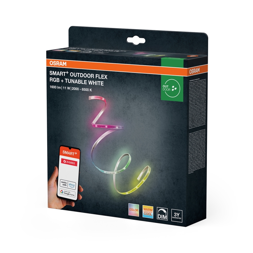 Osram - SMART+ FLEX 5 m RGB+TW himmennettävä ulkokäyttöinen LED-nauha, 11 W, 230 V, 2000–6500 K, IP65
