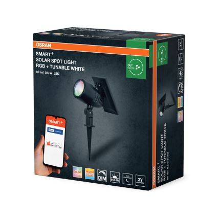 Osram - SMART+ SOLAR himmennettävä LED RGBW aurinkolamppu LED/0,6W/3,7V 2000 mAh 3000-6500K IP44