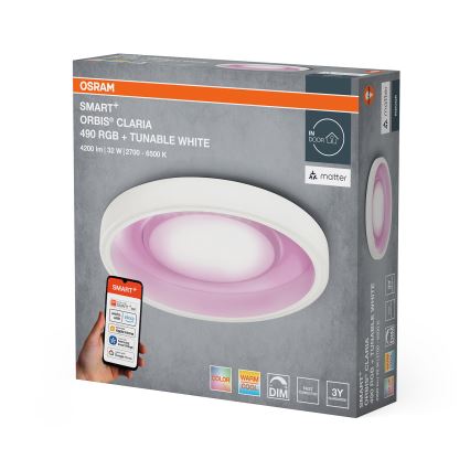 Osram- LED RGBW himmennettävä kattovalaisin SMART+ CLARIA LED/32W/230V halkaisija 49 cm 2700-6500K Wi-Fi