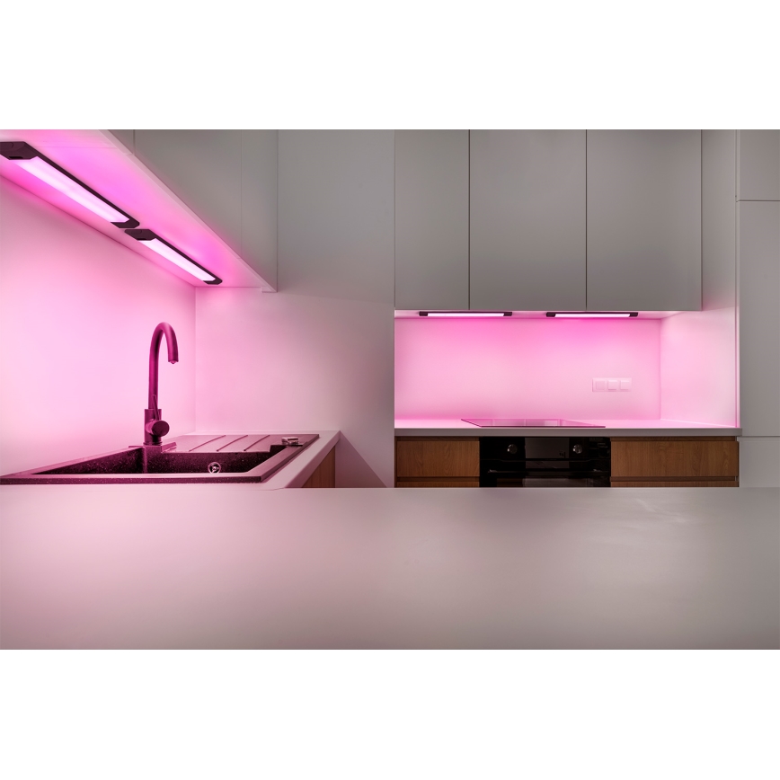 Osram - LED RGBW himmennettävä alakaappivalaisin liiketunnistimella LINEAR EDGE LED/8W/230V 50 cm musta + kaukosäädin