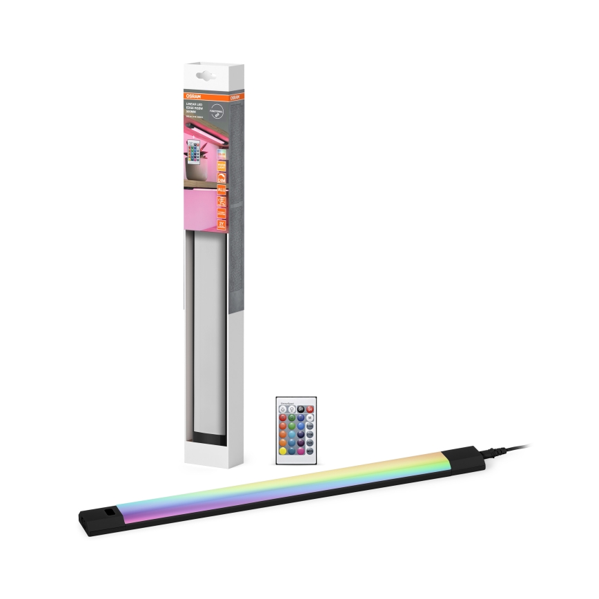 Osram - LED RGBW himmennettävä alakaappivalaisin liiketunnistimella LINEAR EDGE LED/8W/230V 50 cm musta + kaukosäädin