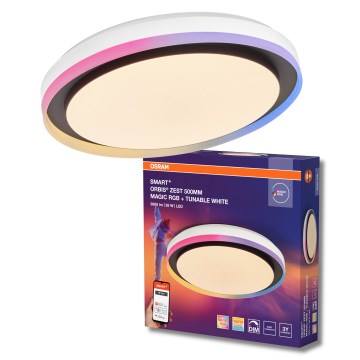 Osram - LED RGBW himmennettävä kattovalaisin SMART+ MAGIC LED/38W/230V halkaisija 49 cm musta 2700-6500K Wi-Fi