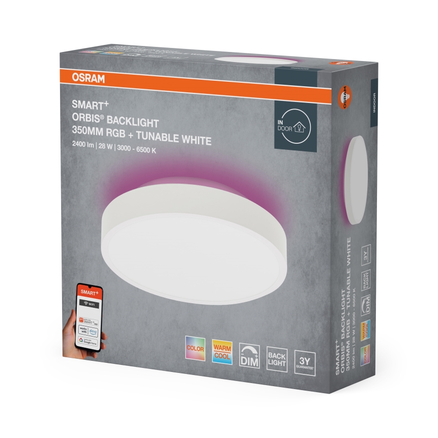 Osram - LED RGBW himmennettävä kattovalaisin SMART+ ORBIS LED/28W/230V halkaisija 35 cm 2700-6500K Wi-Fi