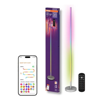 Osram - LED RGBW himmennettävä lattiavalaisin SMART+ MAGIC LED/11,5W/230V 2700-6500K hopea Wi-Fi + kaukosäädin