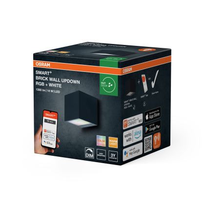Osram - LED RGBW himmennettävä ulkoseinävalaisin SMART+ BRICK LED/14W/230V IP44 Wi-Fi