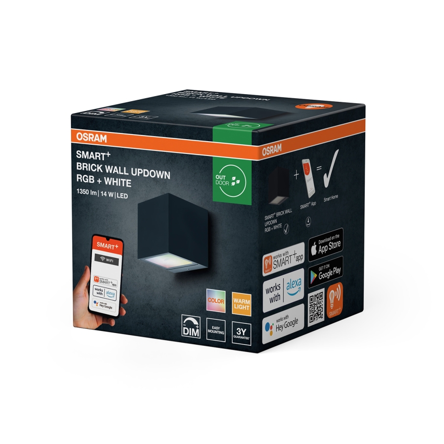 Osram - LED RGBW himmennettävä ulkoseinävalaisin SMART+ BRICK LED/14W/230V IP44 Wi-Fi