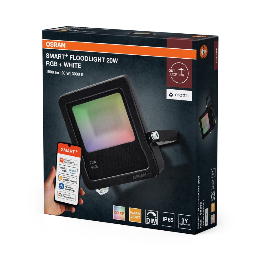 Osram - LED RGBW himmennettävä valonheitin SMART+ FLOODLIGHT LED/20W/230V IP65 Wi-Fi