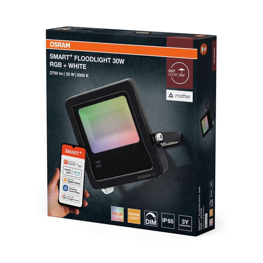 Osram - LED RGBW himmennettävä valonheitin SMART+ FLOODLIGHT LED/30W/230V IP65 Wi-Fi