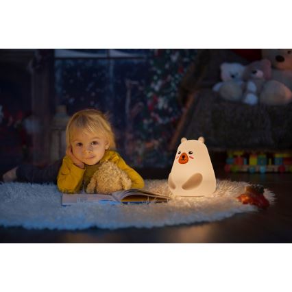 Osram - LED RGBW himmennettävä lasten kosketusvalaisin NIGHTLUX BEAR LED/0,7W/3,7V 1200 mAh valkoinen