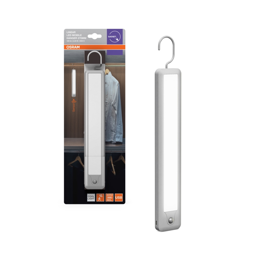 Osram - Ripustettava LED-opastevalaisin liiketunnistimella MOBILE LED/2,35W/5V 1000 mAh valkoinen