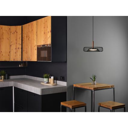 Osram - LED-riippuvalaisin kaapelilla DECOR MESH LED/18,5W/230V halkaisija 40 cm musta/kumipuu