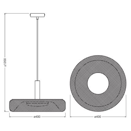 Osram - LED-riippuvalaisin kaapelilla DECOR MESH LED/18,5W/230V halkaisija 40 cm musta/kumipuu
