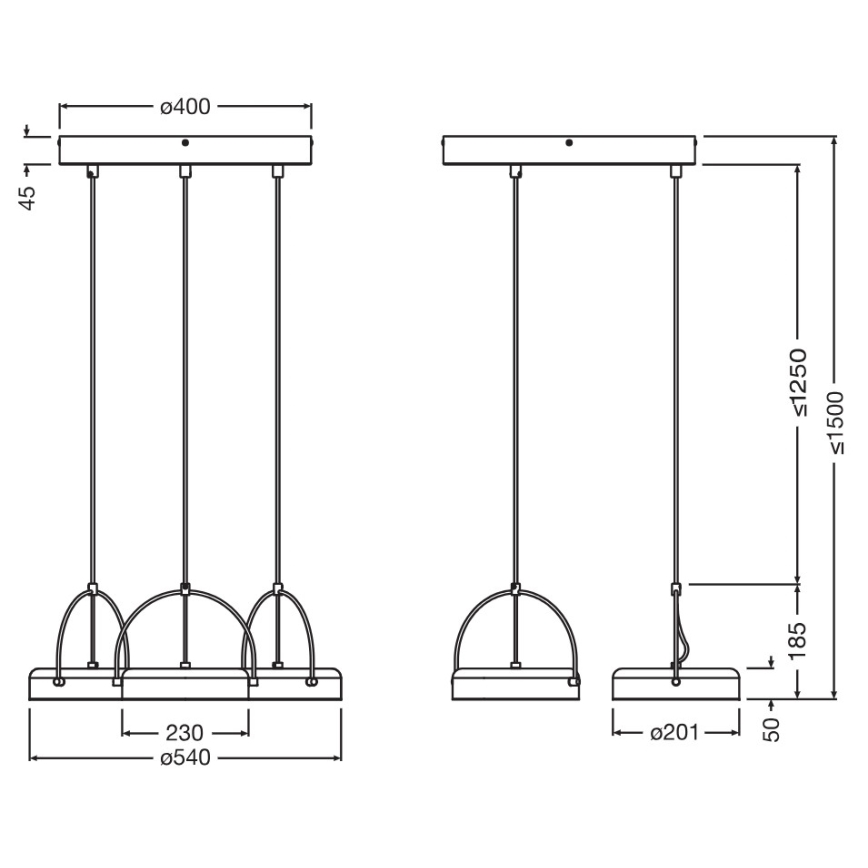 Osram - LED-riippuvalaisin vaijerilla DECOR PUCK 3xLED/12W/230V CRI 90 musta