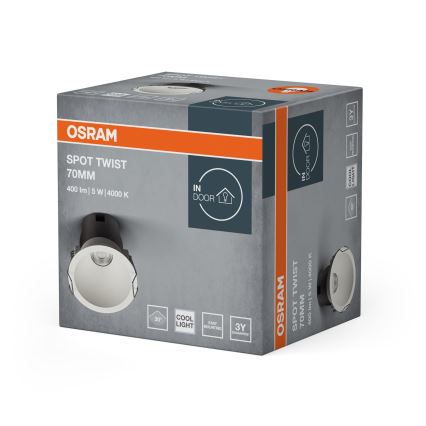 Osram - LED SPOT TWIST upotettava valaisin, 5 W/230 V, 4000 K, halkaisija 7 cm, valkoinen