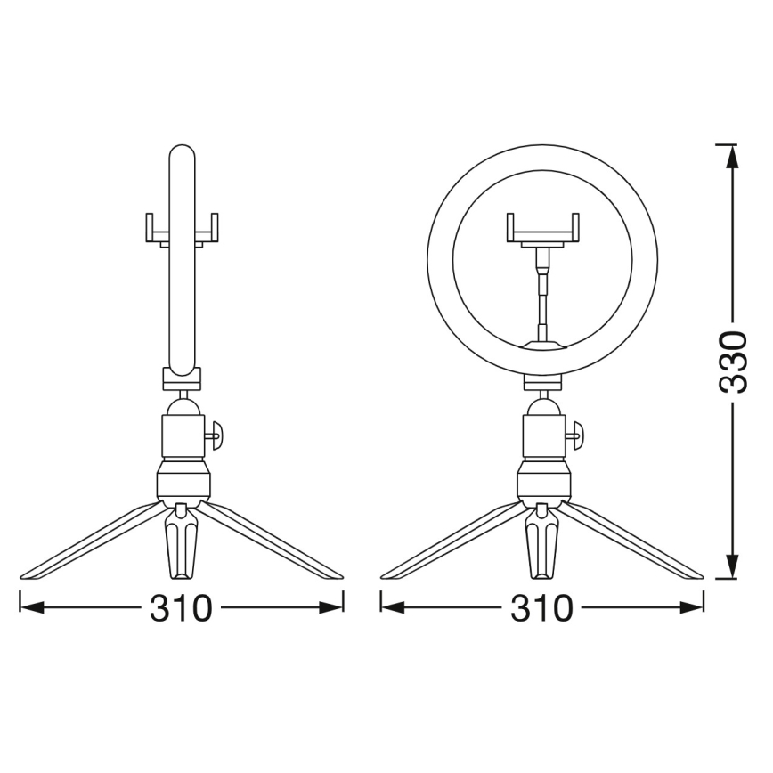 Osram - himennettävä LED-pöytälamppu jalustalla ja pidikkeellä vloggausta varten LED/5,5W/USB 3000-6500K 210 mAh