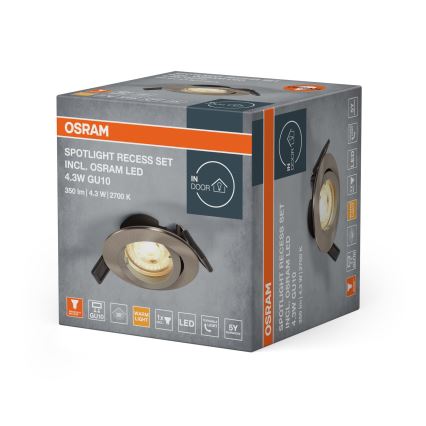 Osram - LED-upotettava alasvalo SPOT 1xGU10/4,3W/230V 2700K CRI 90 mattakromi