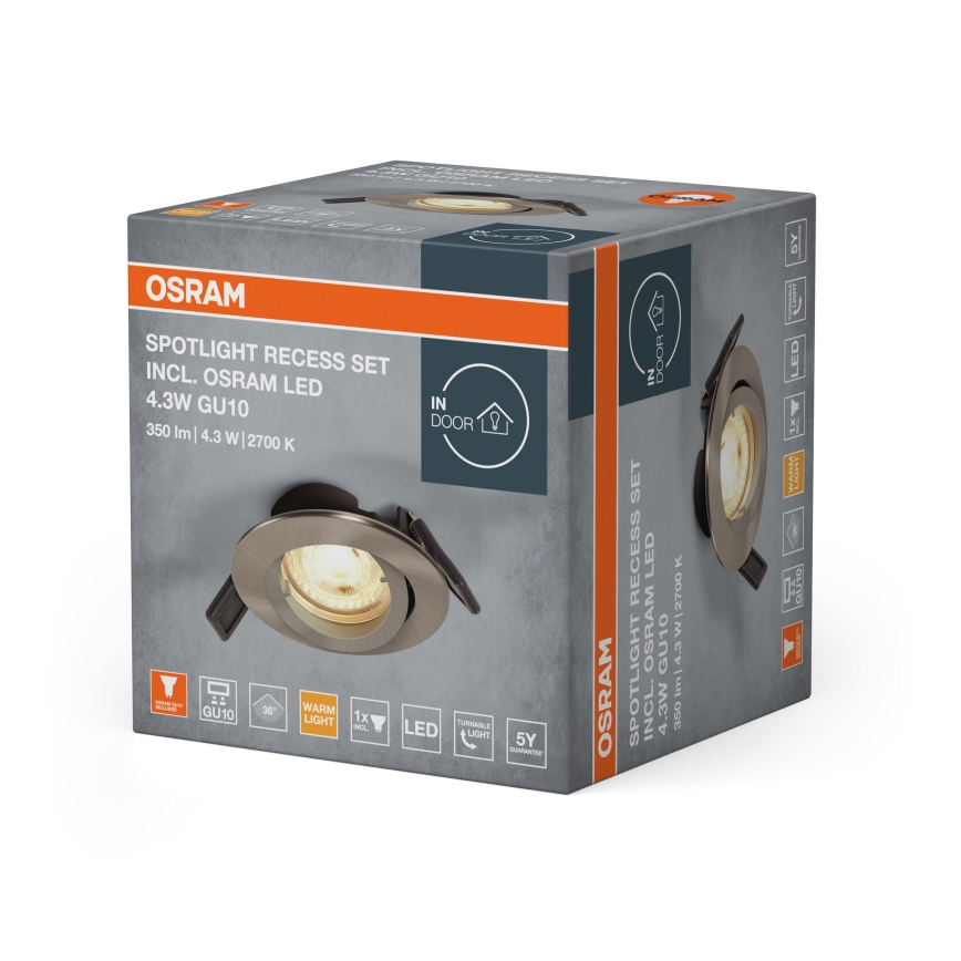 Osram - LED-upotettava alasvalo SPOT 1xGU10/4,3W/230V 2700K CRI 90 mattakromi