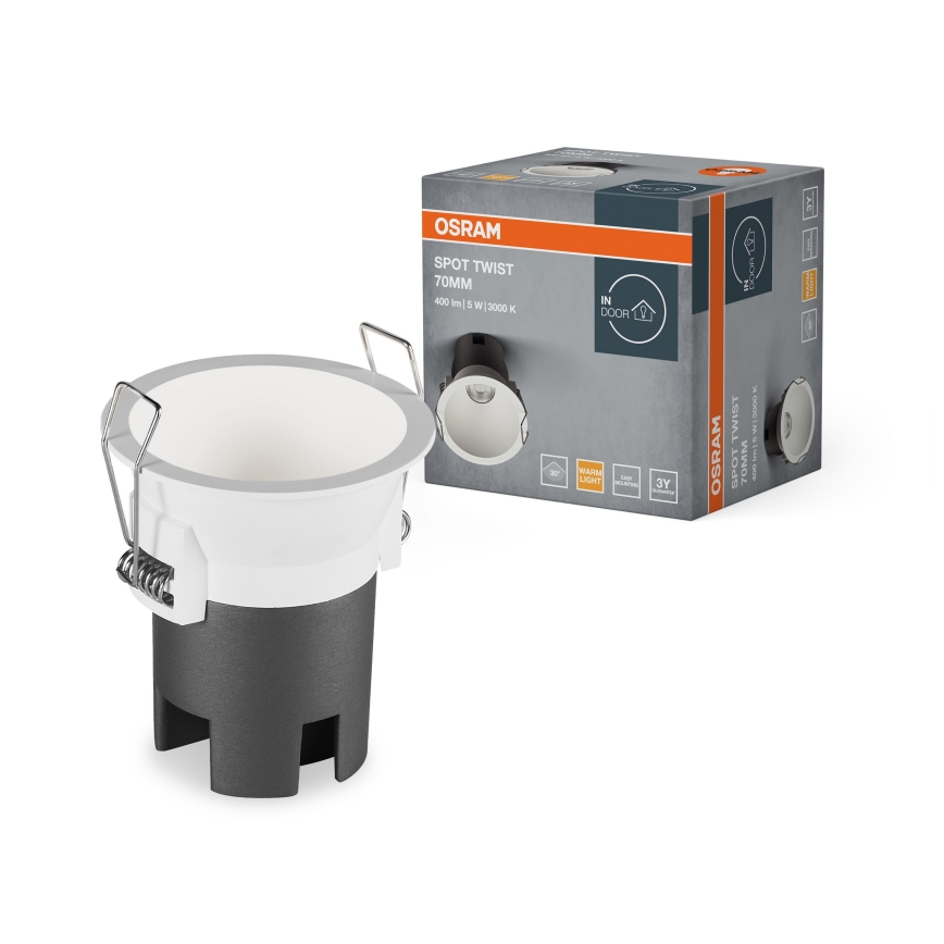 Osram - LED-upotettava alasvalo SPOT TWIST, 5 W / 230 V, 3000 K, halkaisija 7 cm, valkoinen