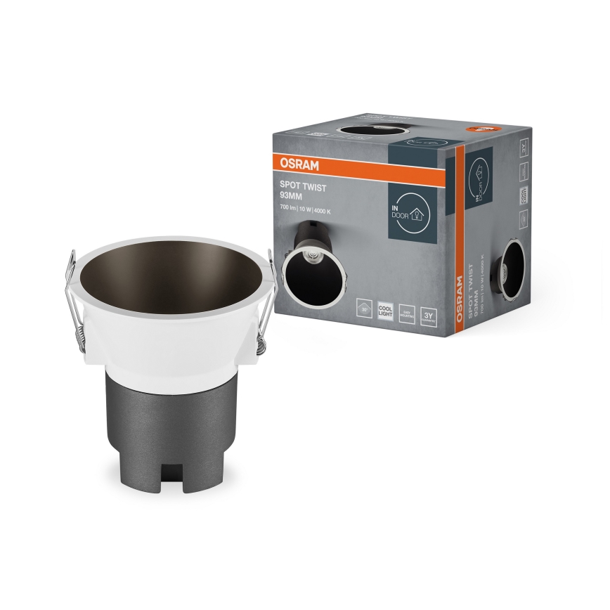 Osram - SPOT TWIST LED upotettava alasvalo 10W/230V 4000K Ø 9,3 cm valkoinen/musta