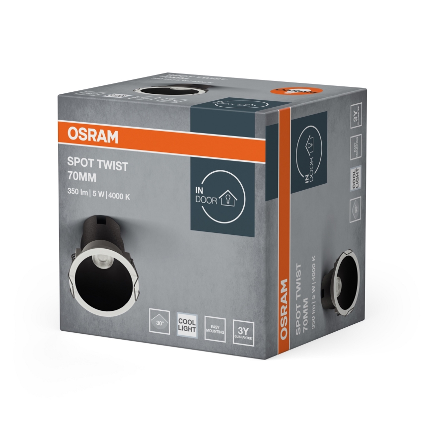 Osram - LED-upotettava alasvalo SPOT TWIST LED/5 W/230 V 4000 K Ø 7 cm valkoinen/musta