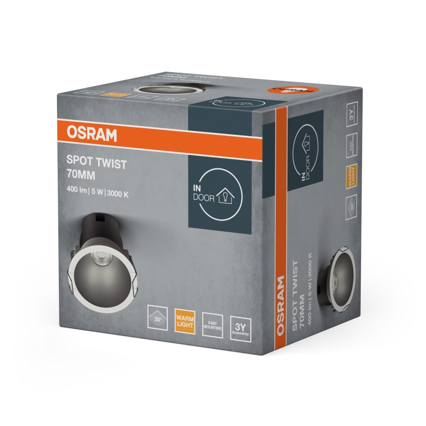 Osram - LED-uppovalaisin SPOT TWIST LED/5W/230V 3000K halkaisija 7 cm valkoinen/hopea